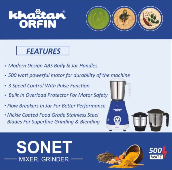 MG SONET MIXER GRINDER 3 JAR KO 221